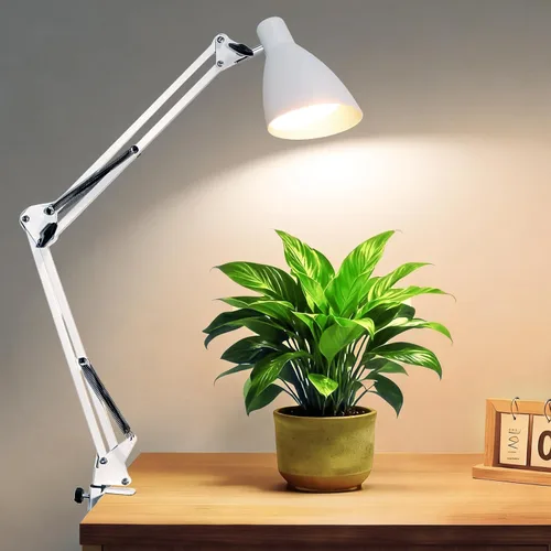 Miniatura 9 de Lámpara de escritorio con brazo oscilante con abrazadera, brazo ajustable con abrazadera LED en lámparas de escritorio con 5 modos de color y 10