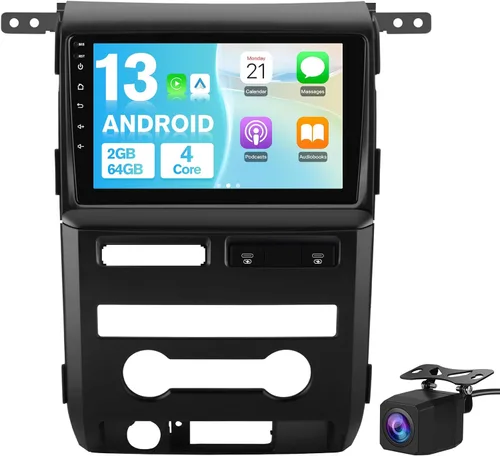 Radio Android para Ford F150 2009-2012 0nly ajuste manual de CA, con pantalla táctil de 9 pulgadas, 2 GB+64 GB, compatible con Carplay, Android