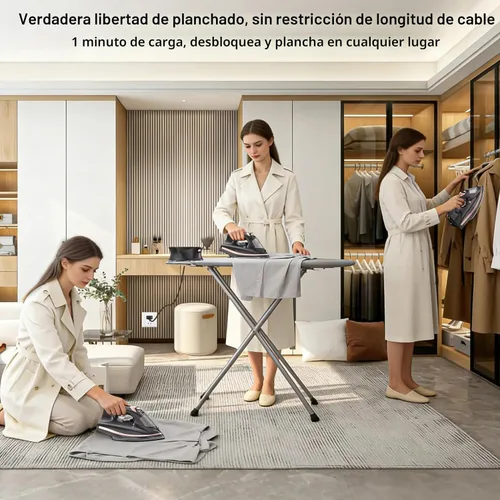 Miniatura 4 de Martisan Plancha inalámbrica para ropa, 1600 W, inalámbrico, calentamiento rápido, cable retráctil, base de carga de energía, suela de cerámica