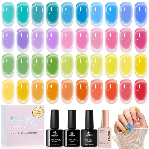 Miniatura 16 de Juego de esmalte de uñas de gel Beetles Cat Eye - 24 piezas, 20 colores de esmalte de uñas de gel con brillantina, cambia de color oscuro, kit