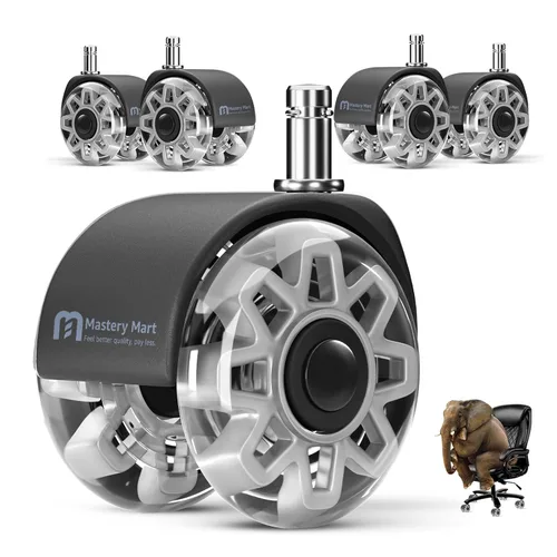Miniatura 10 de Ruedas giratorias para silla de oficina Mastery Mart para suelos de madera dura, ruedas rodantes suaves y silenciosas de alta resistencia para silla