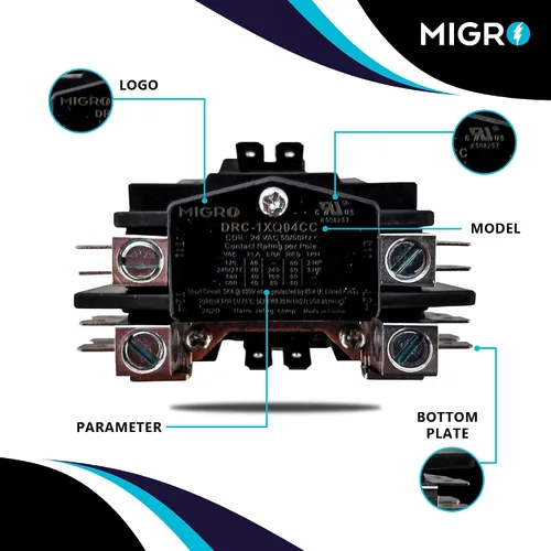 Miniatura 3 de Migro Contactor de CA resistente de 2 polos y 40 amperios que reemplaza prácticamente todos los modelos residenciales de 2 polos
