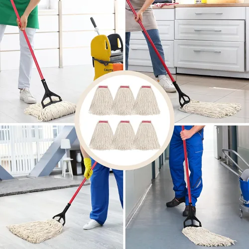 Miniatura 5 de Matthew Cleaning - Paquete de 6 trapeadores de algodón de 16 onzas, cuerda abierta de algodón, recambios de cuerda resistente, mezcla universal