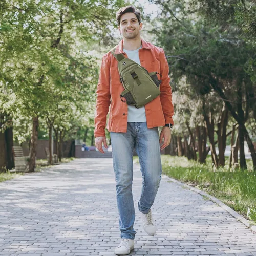 Miniatura 7 de G4Free - Mochila de lona con asa cruzada y puerto de carga USB con bloqueo RFID, mochila de pecho para senderismo, mochila de día para hombres
