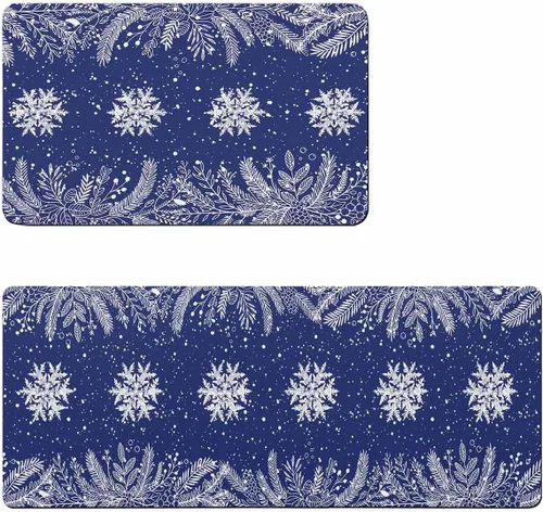 Miniatura 7 de Tapete de baño de copos de nieve azul marino para bañera, antideslizante, de secado rápido y absorbente, tierra de diatomeas, fregadero, dormitorio