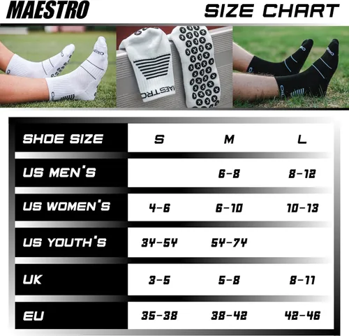 Miniatura 18 de Maestro - Calcetines de agarre de fútbol para hombres y mujeres con almohadillas antideslizantes, ideales para fútbol, baloncesto y deportes