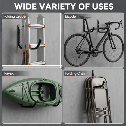 Miniatura 3 de Ganchos de almacenamiento de garaje resistentes, estante colgante para colgar en la pared para tabla de surf, escalera, bicicleta, sillas plegadas