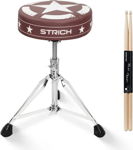 Miniatura 8 de STRICH Drum Throne, taburete de tambor acolchado ajustable en altura, silla giratoria de tambor resistente, taburete acolchado de doble soporte