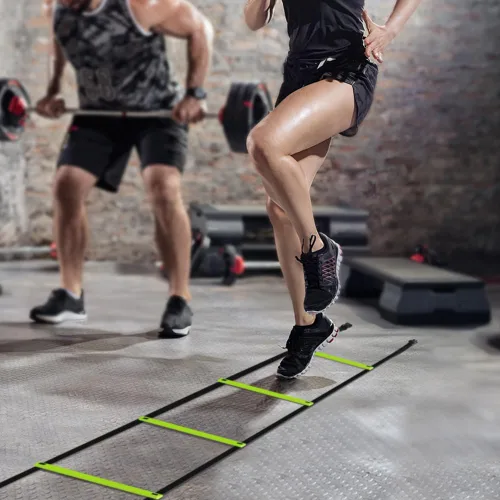 Miniatura 8 de GHB Pro Agility Ladder Agility Training Ladder Speed 12 Rung 20ft with Carrying Bag verde-2 por paquete