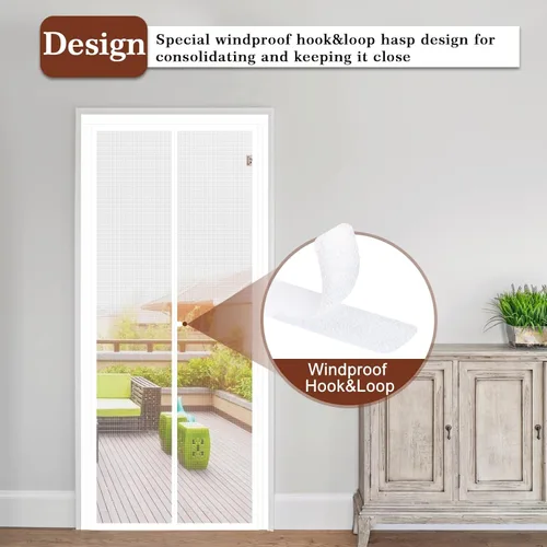 Miniatura 5 de Yotache - Puerta magnética ajustable con pantalla para puertas de 29"-33" de ancho y 79"-81" de altura, malla de poliéster reforzada con tira