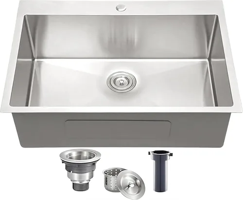 Miniatura 12 de VCCUCINE - Fregadero de cocina de 21 x 20 pulgadas, fregadero de cocina pequeño de acero inoxidable calibre 16, cuenco individual para exteriores