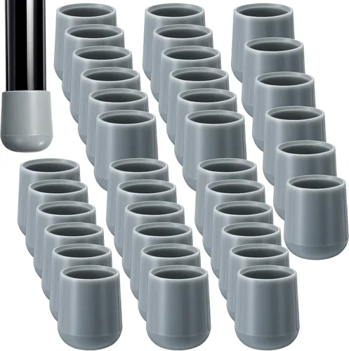 Miniatura 21 de Jetec 12 Pcs 1 Inch Folding Chair Leg Caps Heavy-Duty Plastic Chair End Caps Non-marring Furniture Glides Round Hardwood Floor Protectors (Brown,1in)