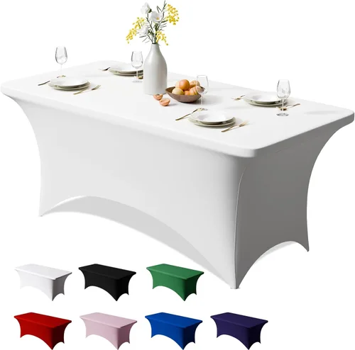 Miniatura 14 de Trlyc Paquete de 1 mantel rectangular de elastano de 4 pies – 48 x 30 pulgadas, resistente a las arrugas, para bodas, fiestas, banquetes, picnic