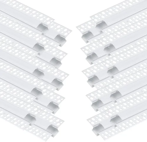 Miniatura 8 de Canal de aluminio LED de yeso, paquete de 6 unidades, 3.3 ft/3.3 pies, perfil de canal LED de aluminio para paneles de yeso sin bordes con tapa
