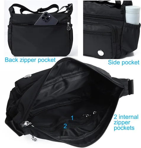 Miniatura 5 de Bolsos cruzados para mujer, bolso de hombro espacioso con múltiples bolsillos, bolso cruzado a la moda, bolso de mano con asa superior