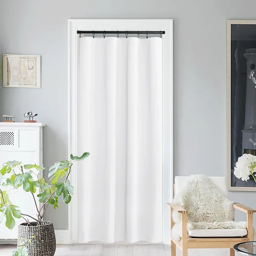 Miniatura 201 de NICETOWN Cortinas opacas unicolor con aislamiento térmico para puerta francesa, granja, oscurecimiento de habitación, puertas y ventanas de Marrón