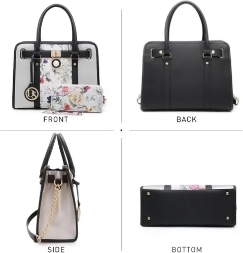 Miniatura 83 de Dasein Bolsos de mano de dos tonos para mujer, bolsos de hombro de cuero vegano, bolsa grande con cartera a juego