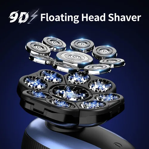 Miniatura 2 de Afeitadoras de cabeza para hombres calvos, máquina de afeitar rotativa eléctrica 9D, multifuncional, afeitadora de cabeza calva para hombre