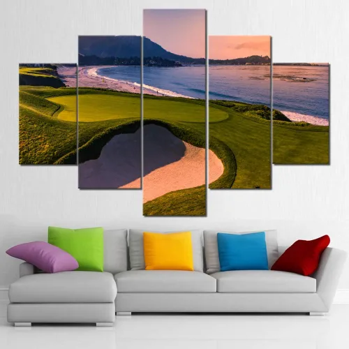 Miniatura 24 de Piezas de golf para decoración de pared, pinturas en blanco y negro, arte de pared para sala de estar, golf, deportes, obras de arte de 5 piezas