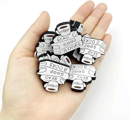 Miniatura 7 de Cuentas focales de silicona con forma de libro de café, cuentas focales planas para bolígrafos, llavero, pulsera, cordón, bricolaje, 10