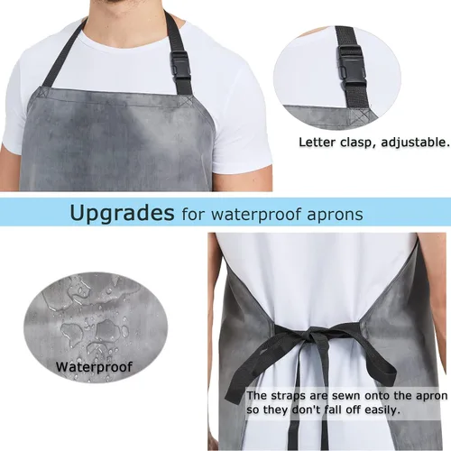 Miniatura 5 de Nanxson Delantal impermeable de goma gruesa, resistente a los productos químicos, delantal resistente ajustable para lavavajillas, jardinería