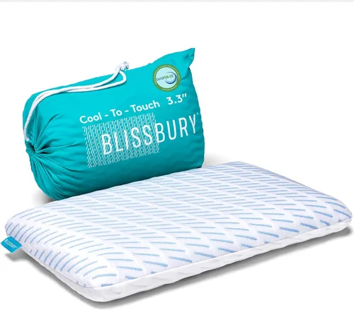 Miniatura 14 de BLISSBURY Almohada para dormir boca abajo - Almohada delgada de espuma viscoelástica para quienes duermen boca abajo Almohada ultra delgada