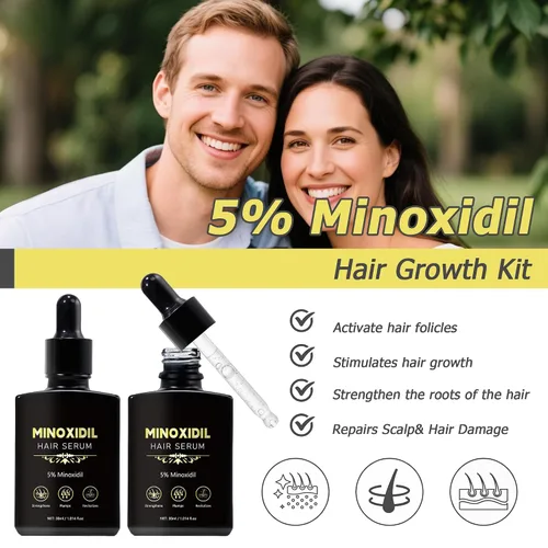 Miniatura 5 de 5% de crecimiento del cabello de minoxidil para hombres y mujeres, suero de crecimiento del cabello de minoxidil, promueve el crecimiento