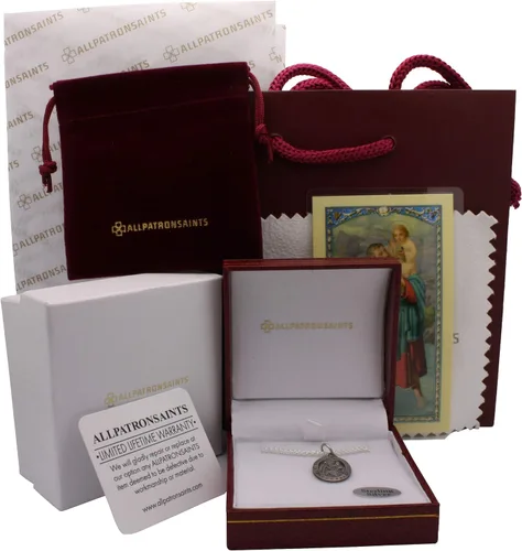 Miniatura 11 de Collar con medalla de St Christopher – Medallón oval de plata de ley y cadena – Grabado personalizado – Caja de regalo