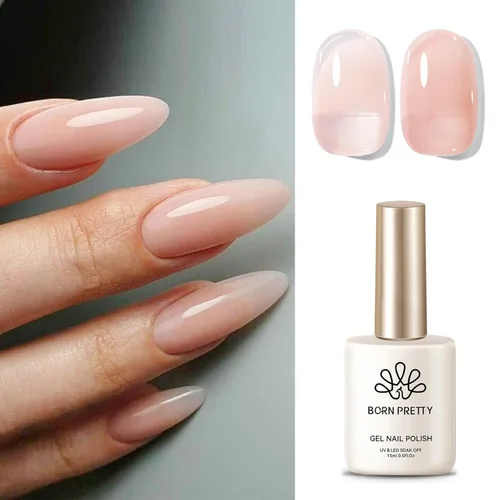 Miniatura 30 de Born Pretty Jelly Baby Pink - Esmalte de uñas de gel rosa claro, suave, transparente, neutro, translúcido, color natural, esmalte de gel UV