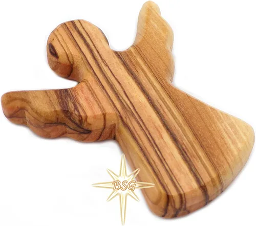 Miniatura 5 de Dacaret Factory Ángel de la guarda de madera de olivo, cabe en la mano y el bolsillo Reduce el estrés y la ansiedad Ángel de palma Figuras