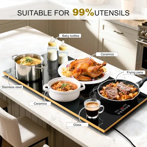 Miniatura 3 de Artículos esenciales para una fiesta de Navidad - Bandeja de calentamiento eléctrica (XXL 32 x 18 pulgadas), tapete calentador de alimentos