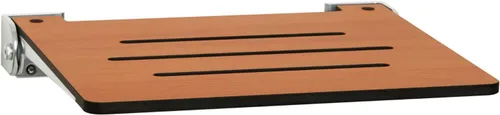 Miniatura 21 de Seachrome Asiento de ducha plegable Silhouette Slimline de 18 pulgadas, para montaje en pared, asiento rústico de teca con marco plateado