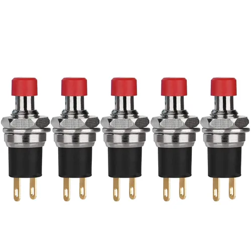 Miniatura 11 de 5 piezas de interruptor de botón de presión de tipo de cierre automático SPST Dash ON/Off azul AC 250V/3A