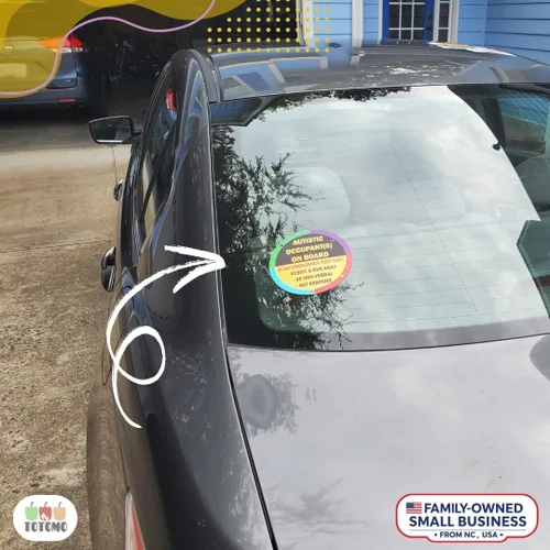Miniatura 7 de TOTOMO Calcomanía para Auto "Ocupante Autista a Bordo" - 6" x 6" (Paquete de 4) (2 Adhesivos Frontales y 2 Adhesivos Traseros) Calcomanía