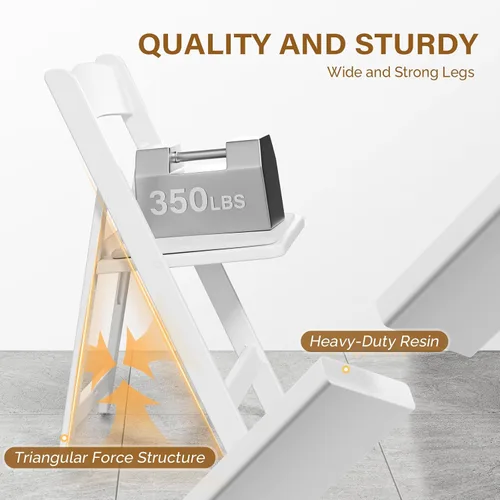Miniatura 4 de VINGLI Silla plegable de plástico de resina blanca con asiento acolchado, capacidad de peso de hasta 350 libras