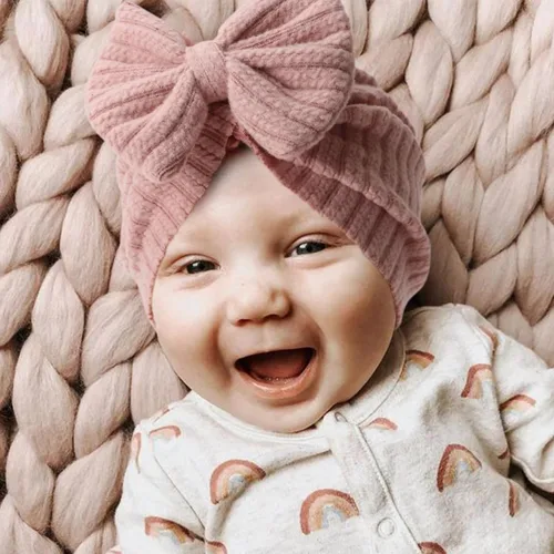 Miniatura 5 de DRESHOW BQUBO - Gorro de turbante para bebé, gorro con nudo de lazo, suave y lindo gorro de guardería
