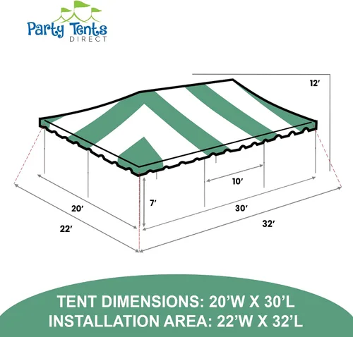 Miniatura 3 de Party Tents Direct Carpa para Fiesta de 20x30 - Marco de Acero - Gazebo al Aire Libre, Pabellón, Sombrilla para Sol, Refugio para Acampada - Verde
