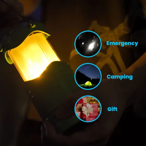 Miniatura 6 de Lichamp Paquete de 4 linternas LED para campamento, velas plegables sin llama, velas de té, luces de campamento portátiles a batería, kit de Gris