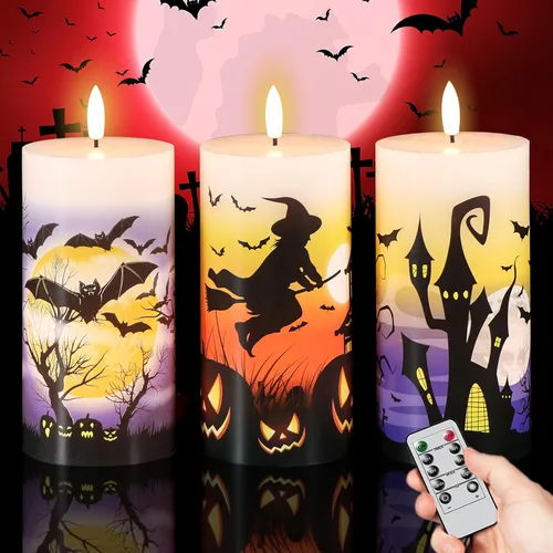 Miniatura 14 de Juego de 3 velas de calcomanía de Halloween de DRomance