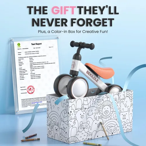 Miniatura 8 de BEKILOLE Bicicleta de equilibrio para bebés para niñas de 1 año, bicicleta de equilibrio para niños de 12 a 24 meses, 4 ruedas silenciosas, juguetes