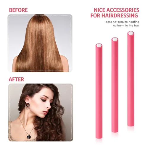 Miniatura 4 de Syhood 30 varillas rizadoras flexibles, rodillos de espuma suave, sin calor, 1 peine de cola de rata de acero para mujeres de cabello largo y corto