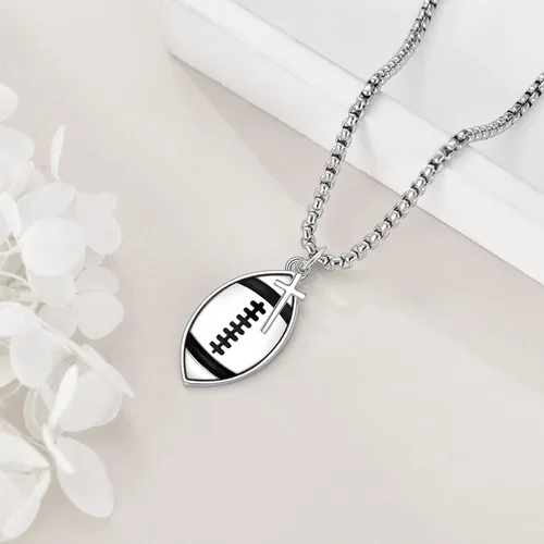 Miniatura 2 de YFN Collar deportivo de plata de ley con colgante "I Can Do All Things", joyería para mujeres, hombres, niños y niñas