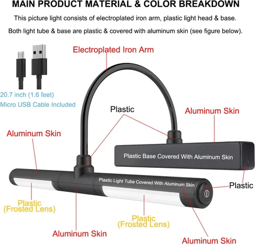 Miniatura 33 de LUXSWAY - Iluminación LED inalámbrica para marcos de fotos, iluminación recargable para exhibición de arte, clip para cuadros, luces para sobre