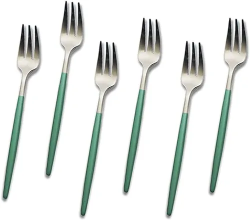 Miniatura 17 de JASHII Matte Modern - Juego de cubiertos de acero inoxidable 304 con mango redondo verde, juego completo de lujo que incluye cuchillo