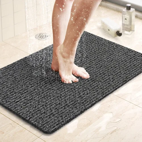 Miniatura 67 de LuxStep - Tapete de ducha, de 24 x 36 pulgadas, tapete de baño antideslizante con drenaje, tapete de baño de cloruro de polivinilo, de secado Gris