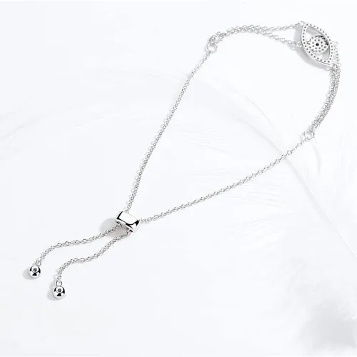 Miniatura 5 de Pulsera de oro de 14 quilates de moissanita contra el mal de ojo para mujer, delicada pulsera de cadena ajustable Hamsa hueca, pulsera de la suerte