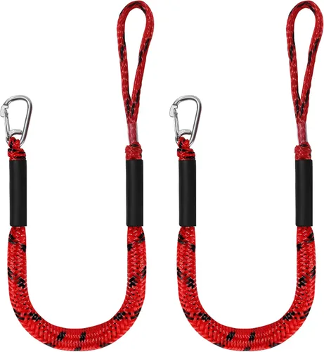 Líneas de muelle elástico para barcos, líneas de amarre marinas, cuerda de barco para acoplamiento con bucle y accesorios de clip para moto rojo