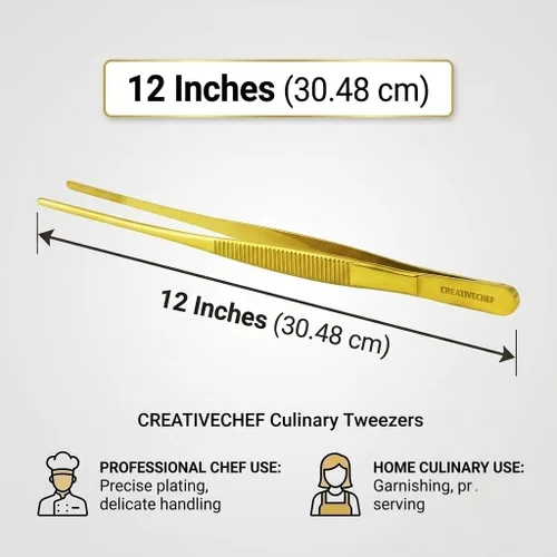 Miniatura 3 de Pinzas de cocina de acero inoxidable dorado de 12 pulgadas con puntas dentadas para agarre