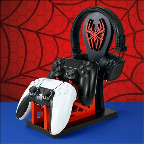 Miniatura 8 de Regalo de jugador para hombres, adolescentes y niños, organizador de controlador de madera con soporte para auriculares y soporte para controlador