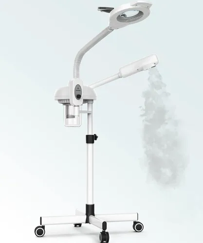 Miniatura 9 de TASALON Vaporizador facial profesional 2 en 1, vaporizador facial de ozono caliente para facial con lámpara de aumento 5X, vaporizador esteticista